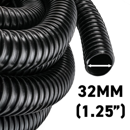 "1.25" (32mm) Corrugated Hose with 2 Double Wire Hose Clamps