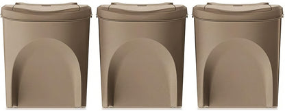 Sortibox Eco Wood 3 x 25L Stackable Recycling Bins Waste Bin Set Brown 75L