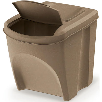 Sortibox Eco Wood 3 x 25L Stackable Recycling Bins Waste Bin Set Brown 75L