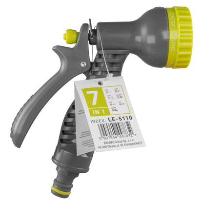 Adjustable Hose Gun Water Sprayer – 7-Pattern, Lime