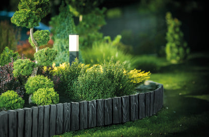 Black Plastic Palisade Lawn Border with Wood Texture 2.32m