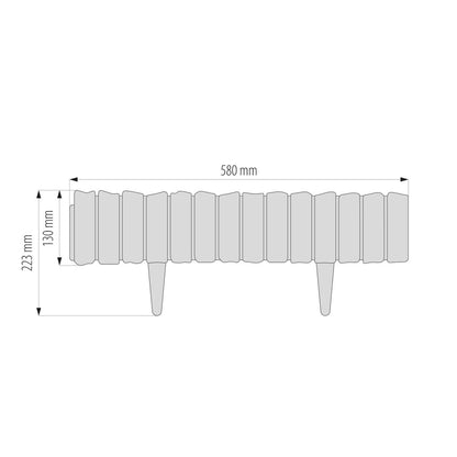 Grey Plastic Palisade Lawn Border with Wood Texture, 2.32m