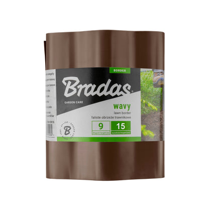Brown Plastic Wave‑Pattern Lawn Edging Strip – 15cm × 9m