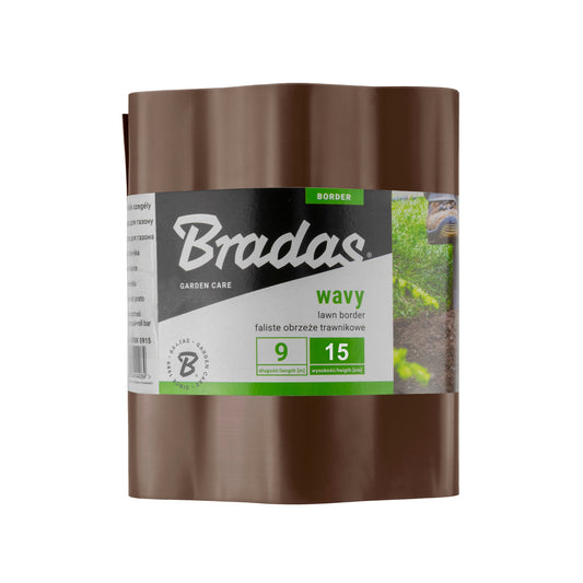 Brown Plastic Wave‑Pattern Lawn Edging Strip – 15cm × 9m
