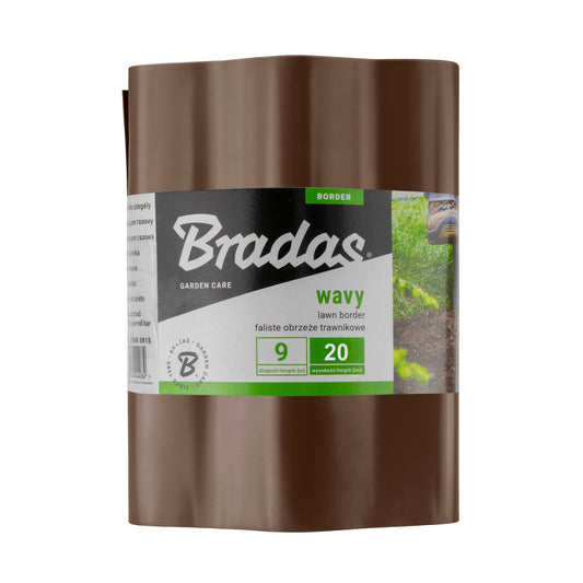 Brown Plastic Wave‑Pattern Lawn Edging Strip – 20cm × 9m