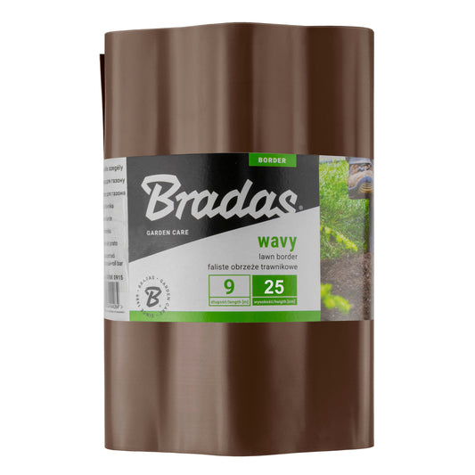 Brown Plastic Wave‑Pattern Lawn Edging Strip – 25cm × 9m
