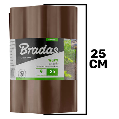 Brown Plastic Wave‑Pattern Lawn Edging Strip – 25cm × 9m