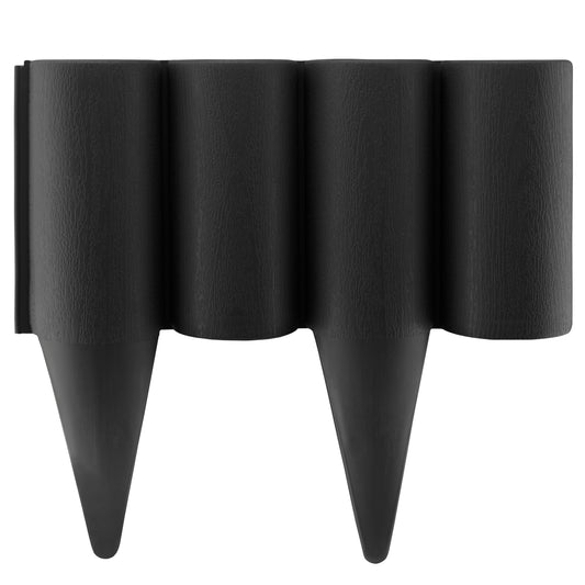 Black Plastic Palisade Lawn Border with Wood Effect 2.5m