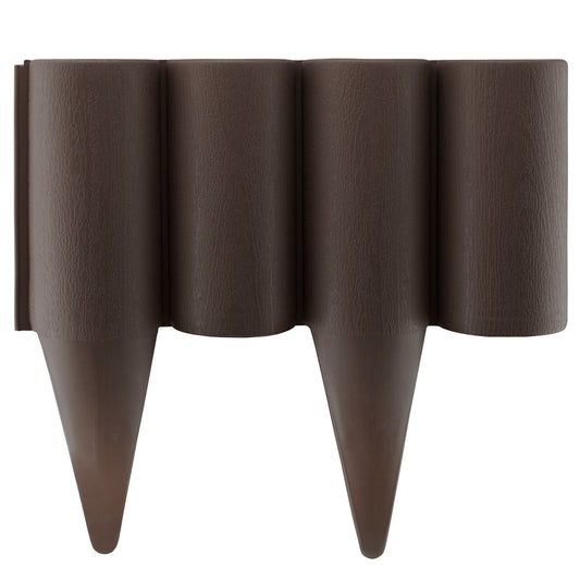 Brown Plastic Palisade Lawn Border with Wood Effect 2.5m
