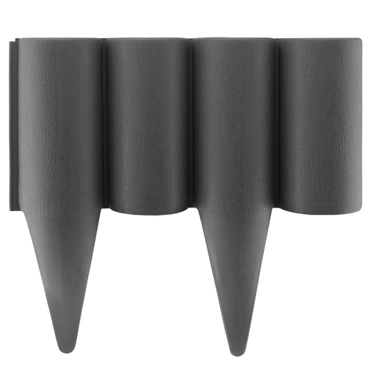 Grey Plastic Palisade Lawn Border with Wood Effect 2.5m