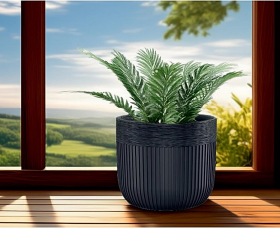 Luca Decorative Pot 140mm – Deep Black, No Drainage Hole