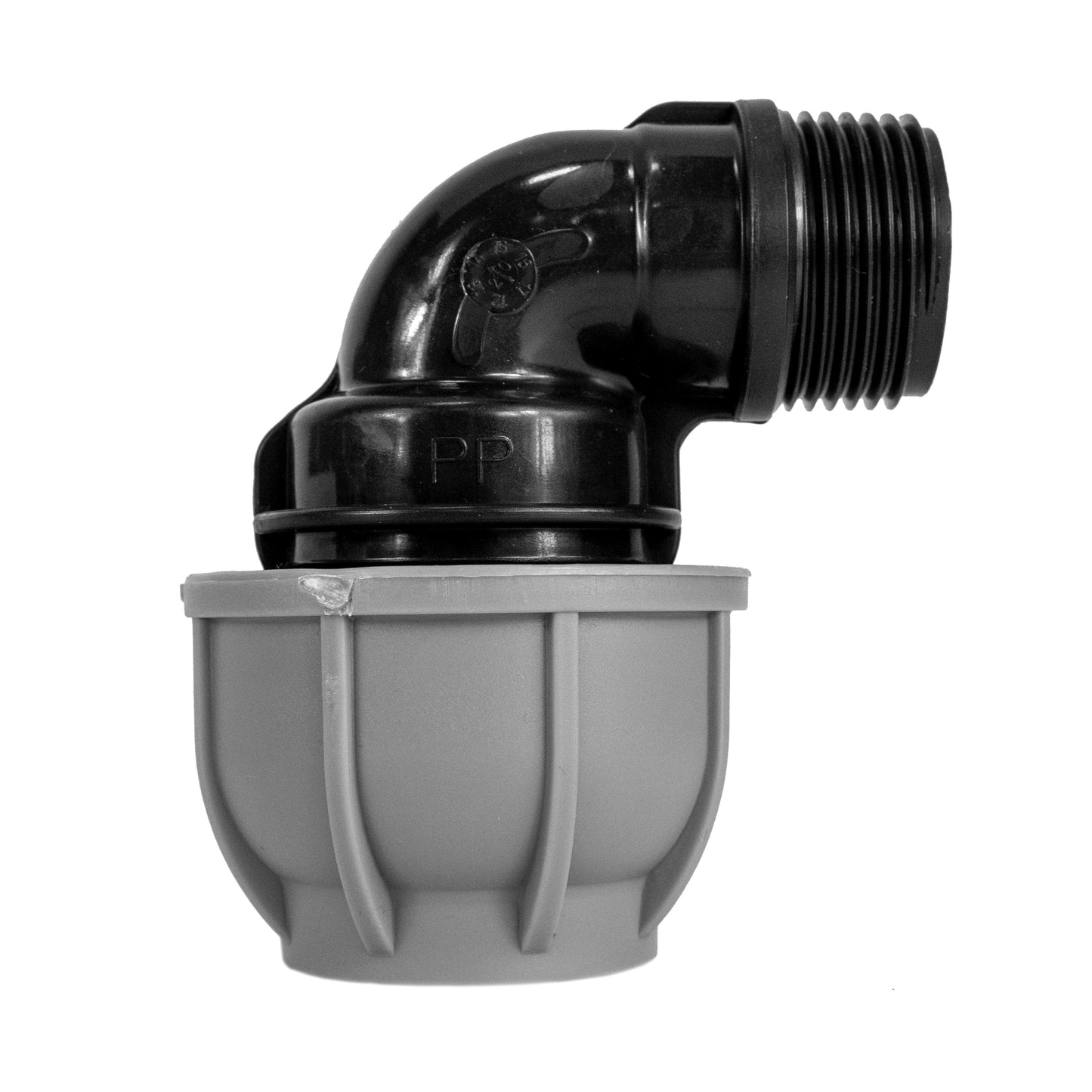20mm MDPE Wall Flange Set with Lever-Controlled Valve and 25mm Elbow Connector
