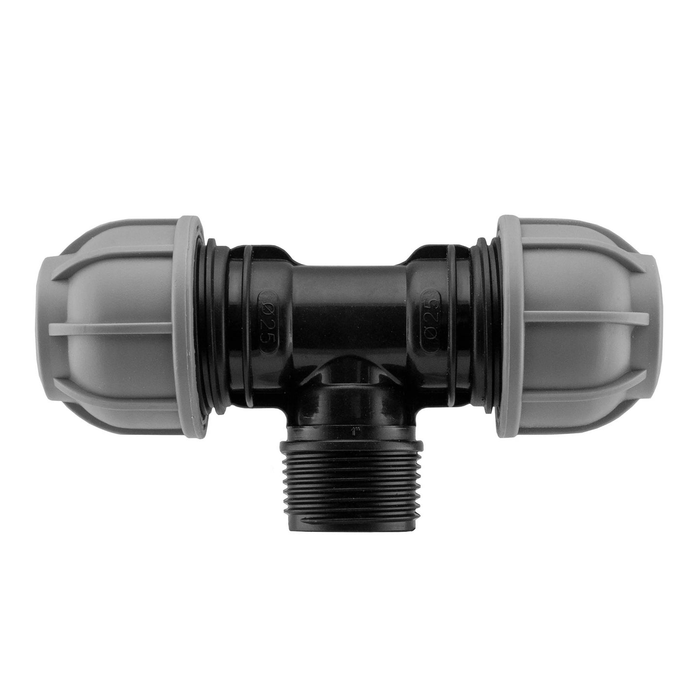 20mm MDPE Wall Flange Set with Lever Valve and 25mm MDPE Tee Connection