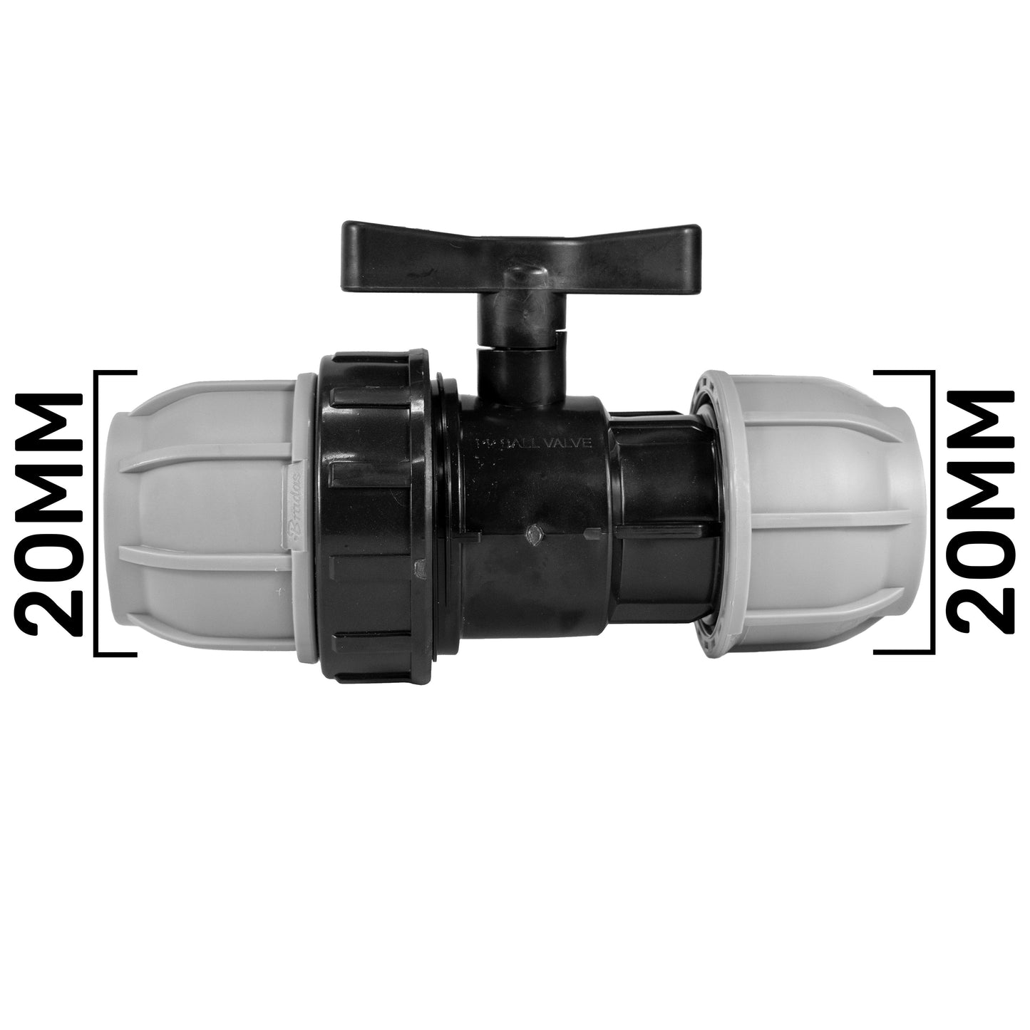 20mm MDPE Wall Flange Set with Valve, ½” Geka Connector, and 25mm Geka Hosetail