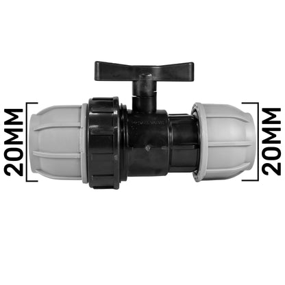 20mm MDPE Wall Flange Set with Valve, ½” Geka Connector, and 25mm Geka Hosetail