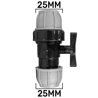 25mm MDPE Wall Flange Set Including 25mm MDPE Valve and ¾" Camlock F+C Couplings