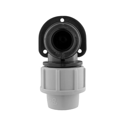20mm MDPE Wall Flange Kit with Lever Tap, Hose Barb & Locking Handle