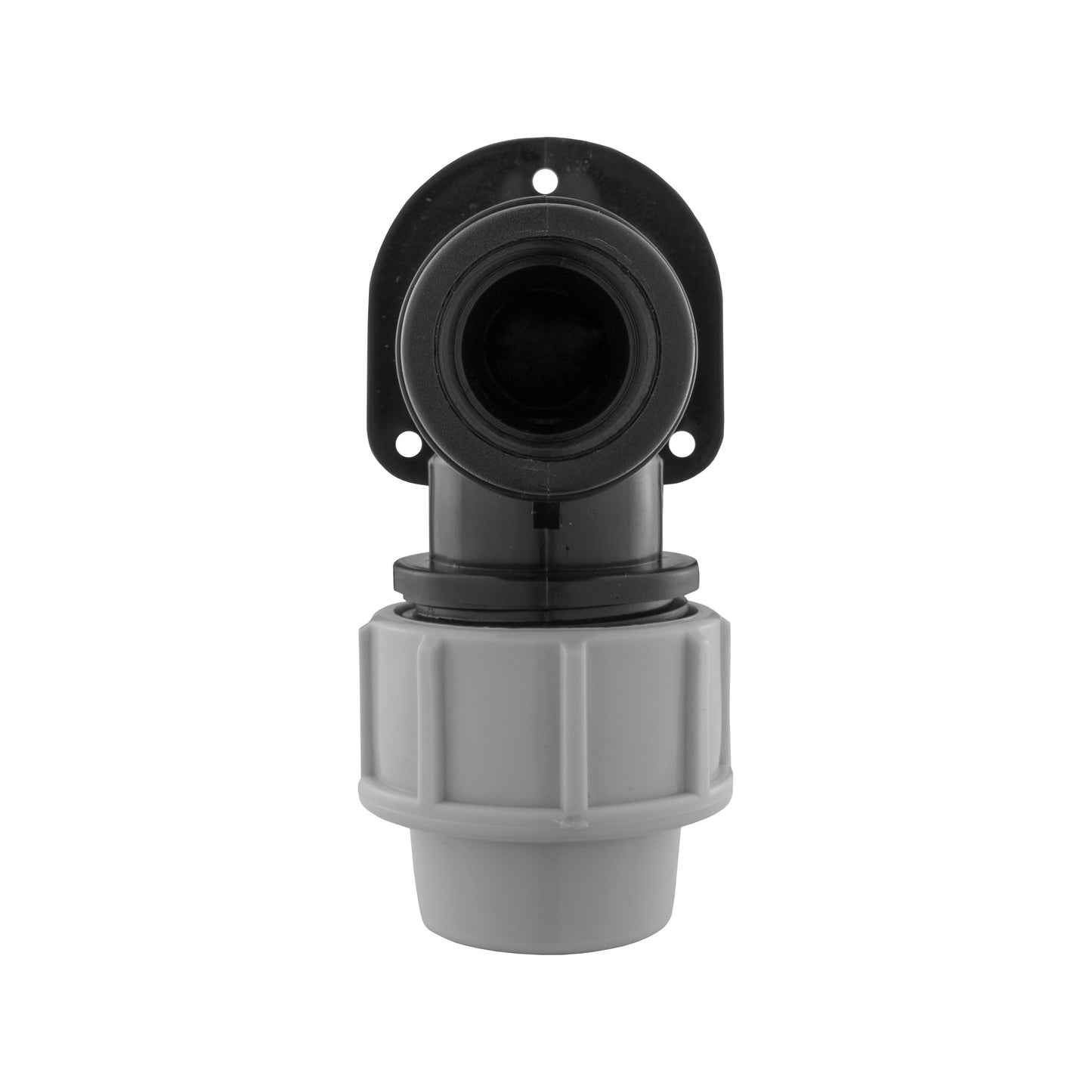 25mm MDPE Wall Flange Set with In-Line Valve and 20mm Barb Fitting