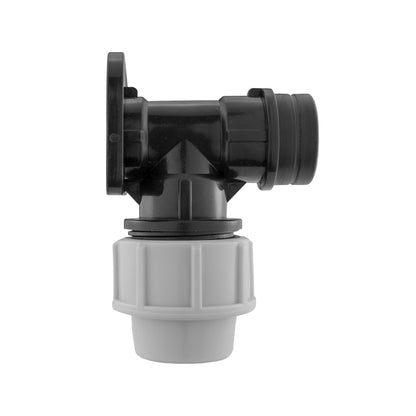 25mm MDPE Wall Flange Set with Lever Valve and 25mm MDPE Tee Connector