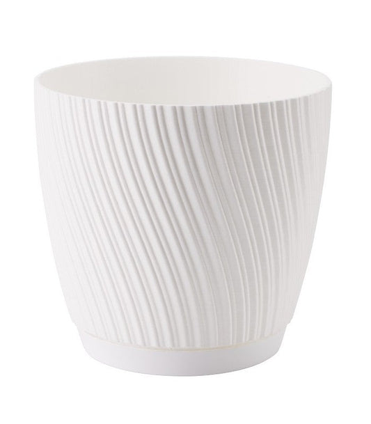 White Mika Flower Pot with Saucer 150mm