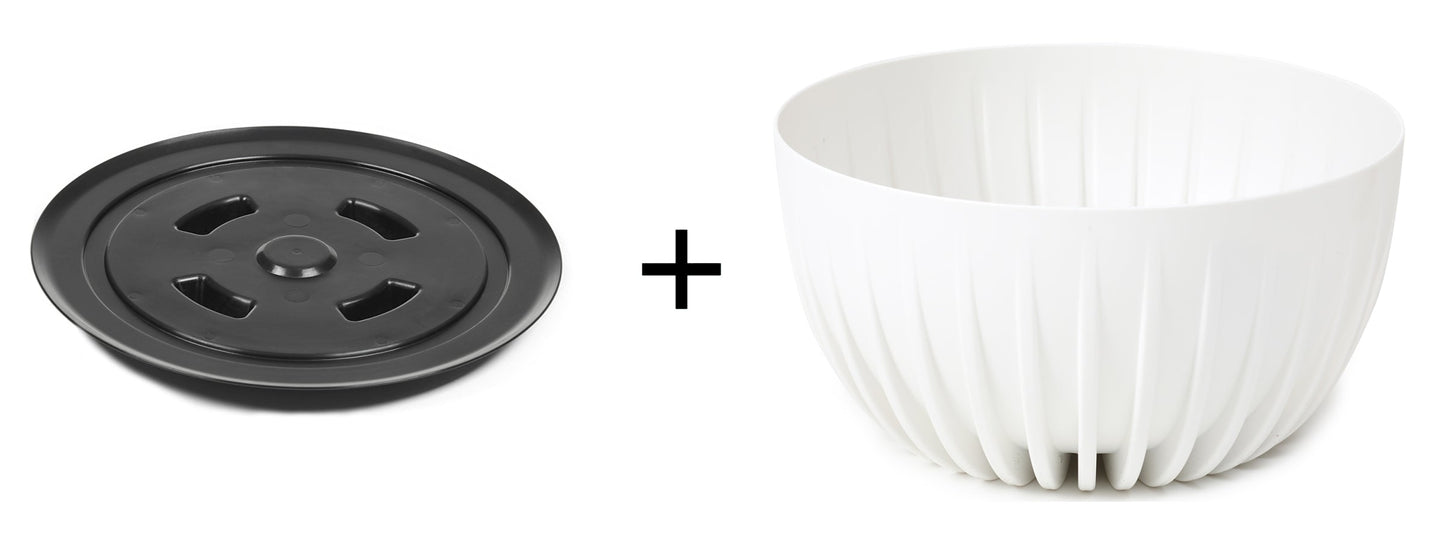Mira White Bowl Planter with Insert and Drainage Plug – 300mm