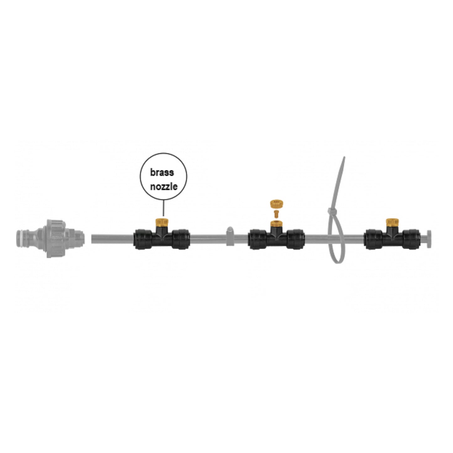 Replacement Tee Nozzle for Outdoor Garden Misting Set – Black & Orange