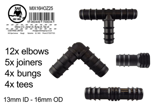 HOZ25 1/2” Barb Hose Connectors Mix