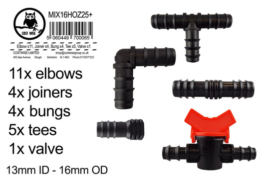 HOZ25+ 1/2” Barb Hose Connectors Mix