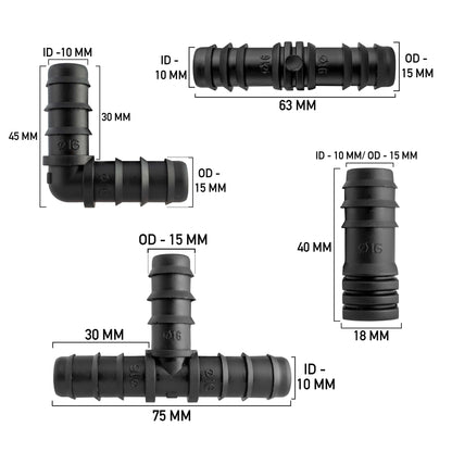 HOZ25+ 1/2” Barb Hose Connectors Mix