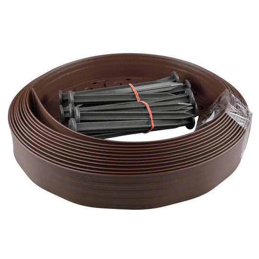 Brown Easy Lawn Border Set 60mm x 10m With Pegs