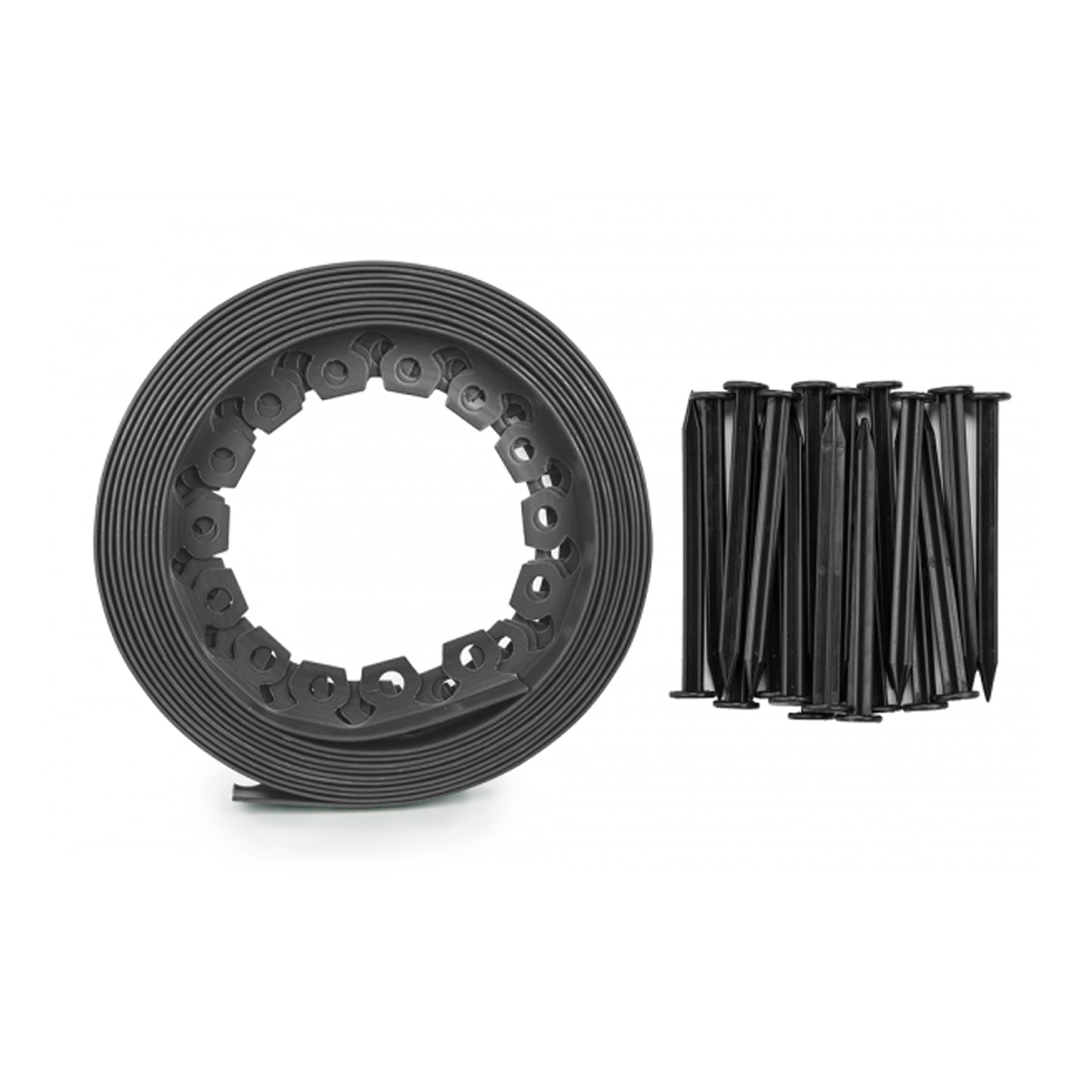 Easy-to-Install Lawn Border Kit, 40mm Grey, 10m Long with Fixing Pegs