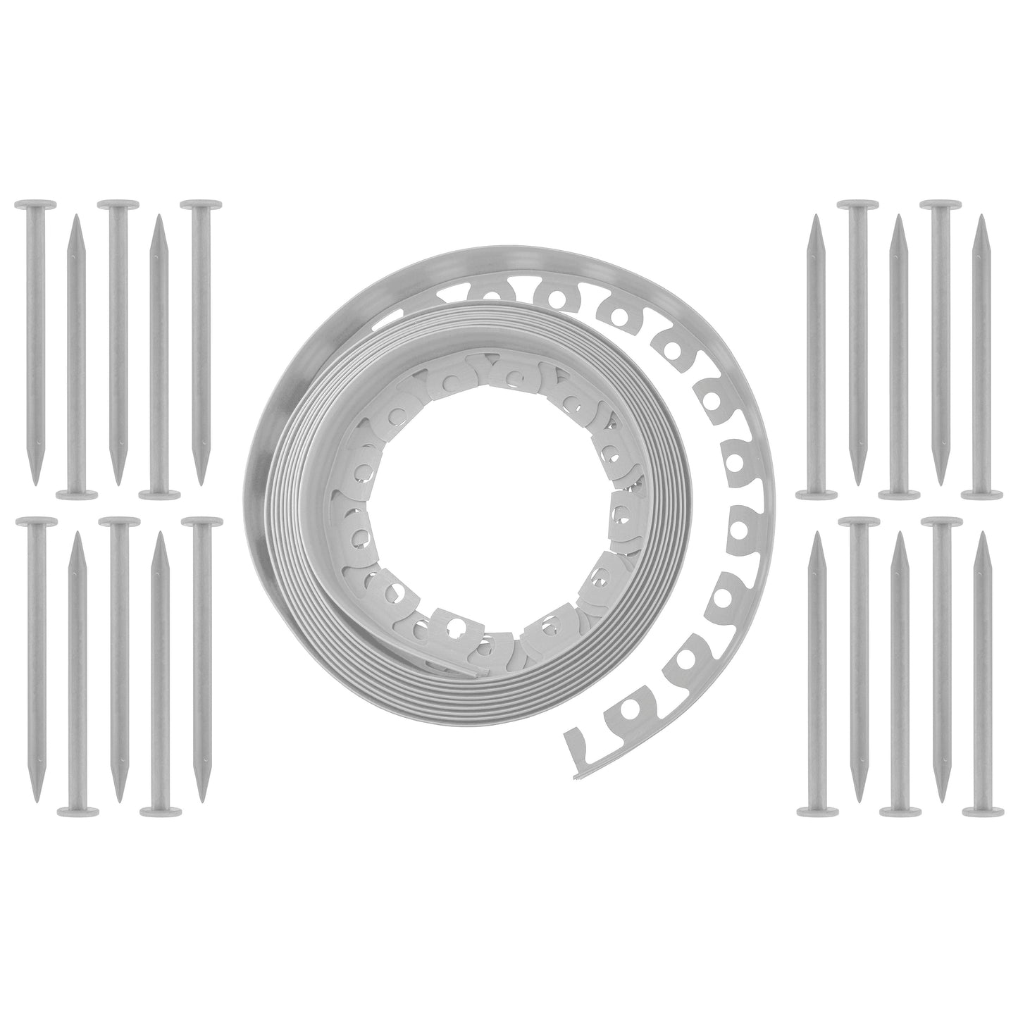 Light Grey Easy Border Lawn Edging Roll 40mm × 10m with Pegs