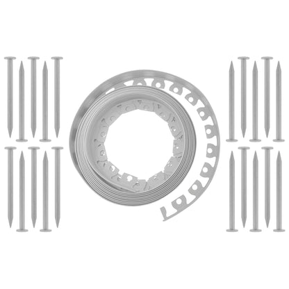 Light Grey Easy Border Lawn Edging Roll 40mm × 10m with Pegs