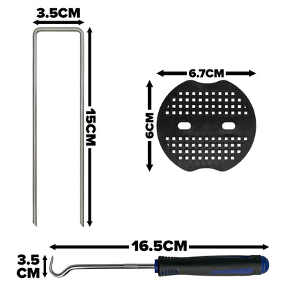 6”/150mm Blue Pegs for Weed Control Membranes with Buffer Washers