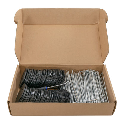 6”/150mm Red Pegs for Weed Control Membranes with Buffer Washers
