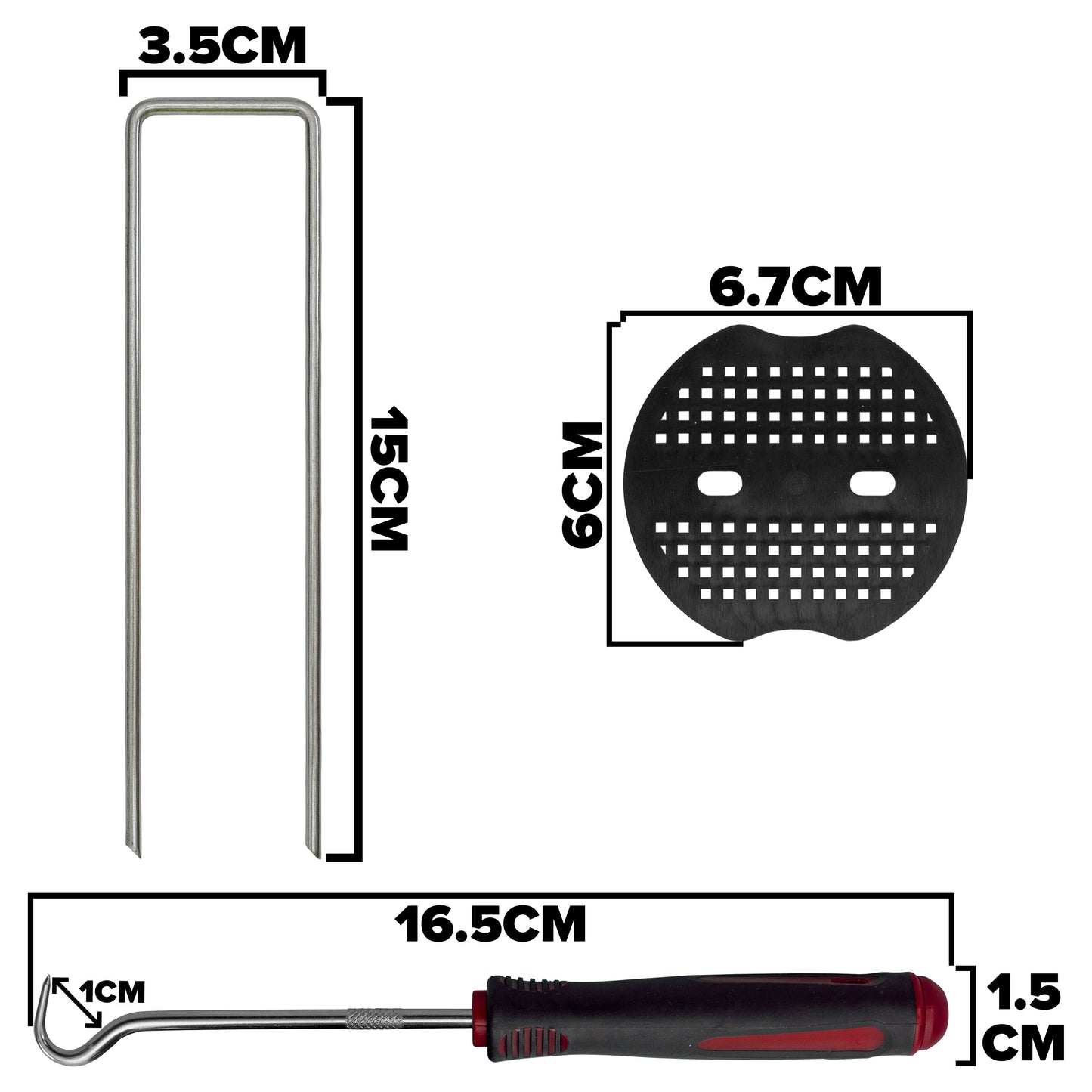 6”/150mm Red Pegs for Weed Control Membranes with Buffer Washers