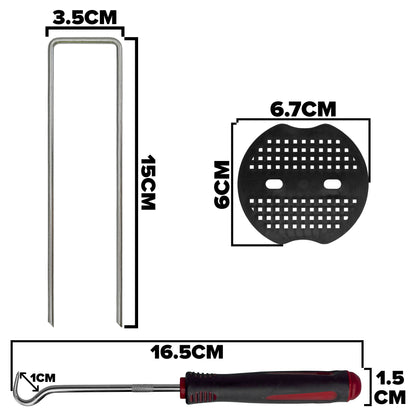 6”/150mm Red Pegs for Weed Control Membranes with Buffer Washers