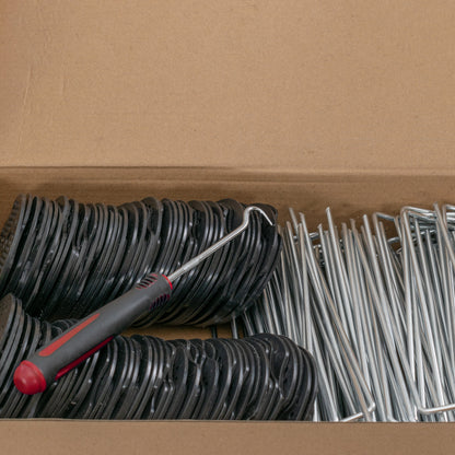 6”/150mm Red Pegs for Weed Control Membranes with Buffer Washers