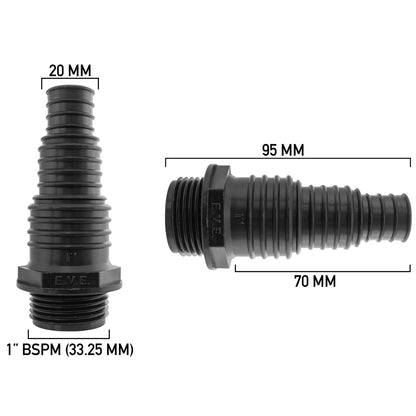 1″ BSP Male Pond Hose Adapter – Fits 20mm, 25mm & 32mm Pipe