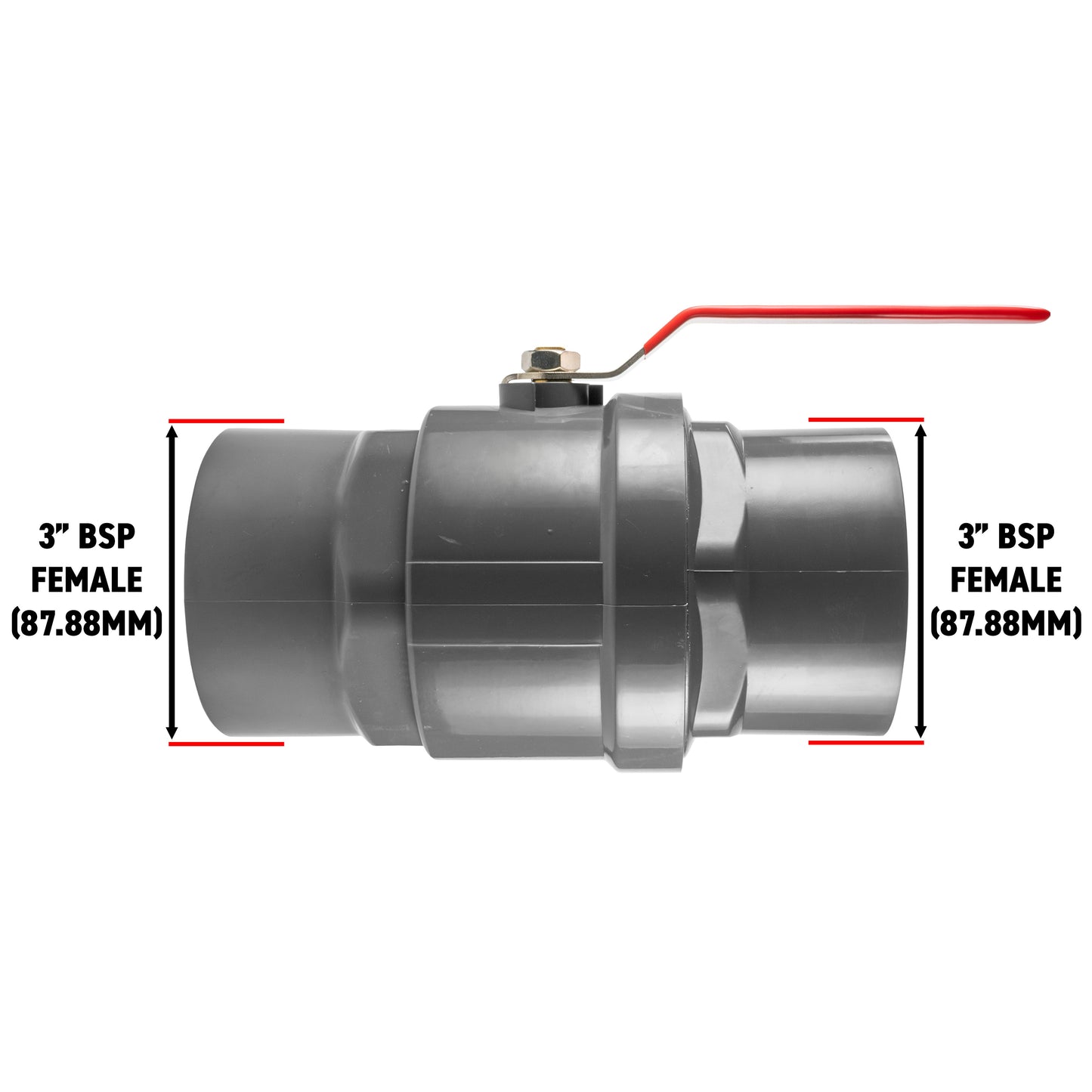 3" BSP Female Polypropylene Stopcock with Durable Stainless Steel Ball Valve and Handle