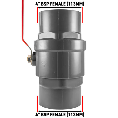 4" BSP Female Polypropylene Stopcock with Durable Stainless Steel Ball Valve and Handle