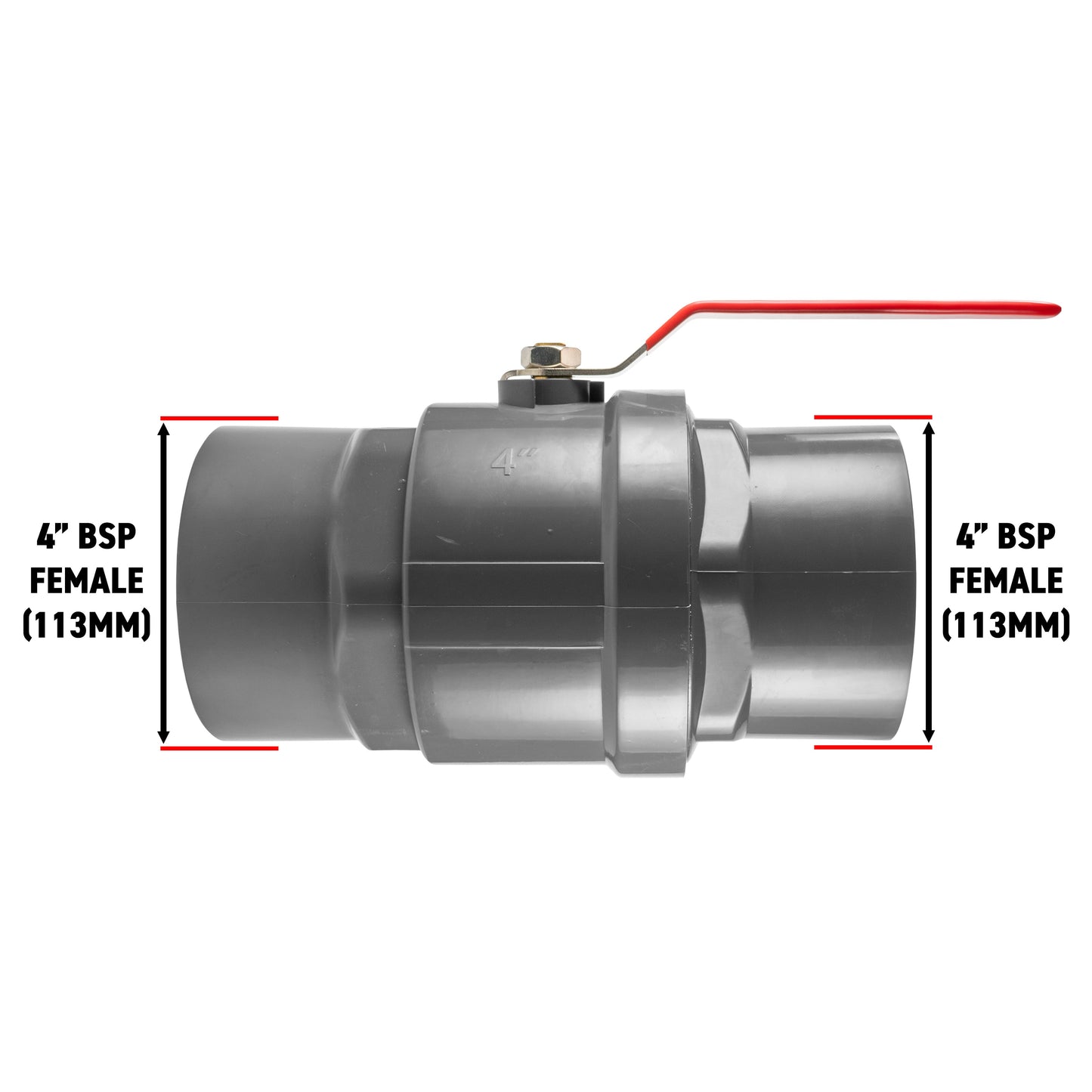 4" BSP Female Polypropylene Stopcock with Durable Stainless Steel Ball Valve and Handle