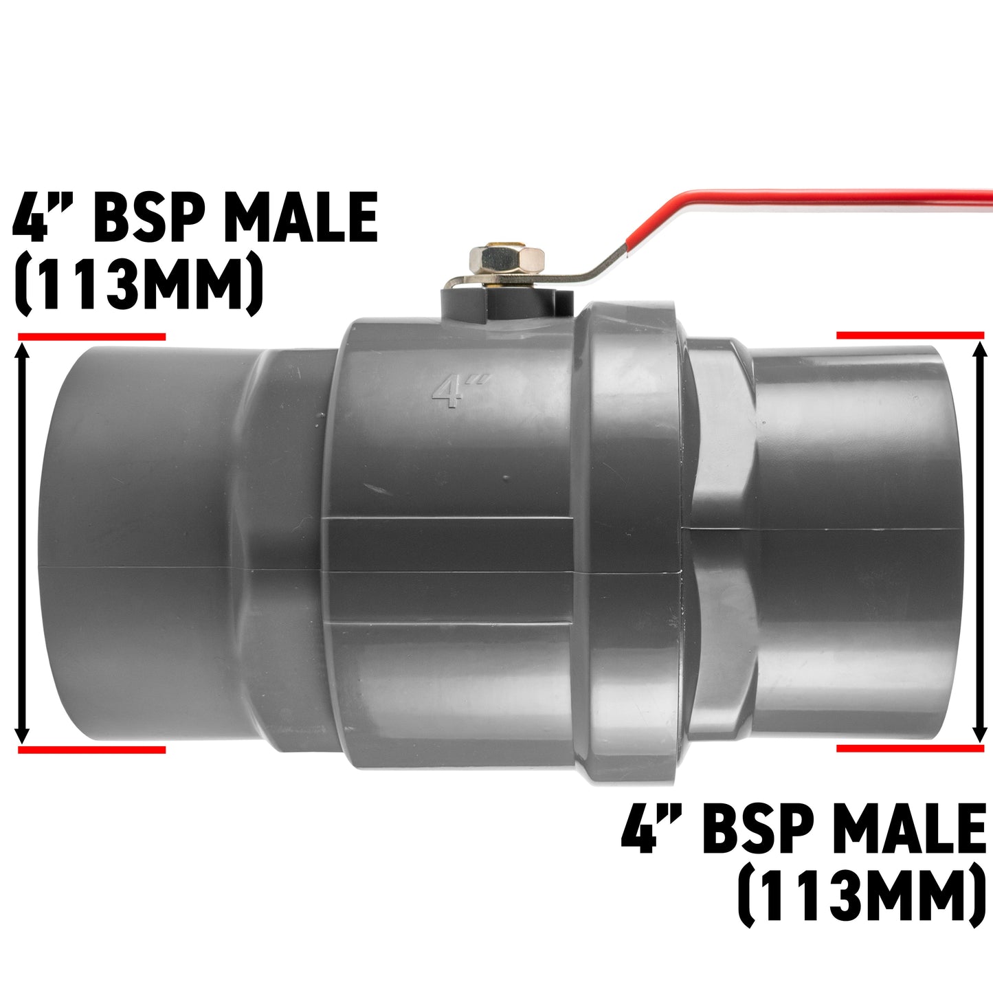 4" BSP Female Polypropylene Stopcock with Durable Stainless Steel Ball Valve and Handle