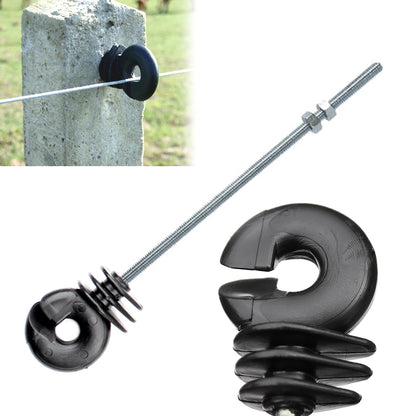 Ring Insulator M6 x 180mm Long Thread Electric Fence Wire Rope Tape Holder for Metal Posts