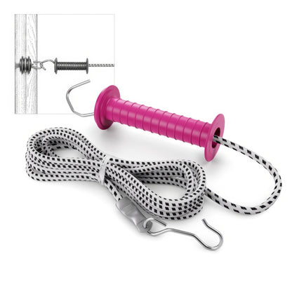 Horse Electric Fence Gate Kit 3.2m PINK Handle Elastic Rope Paddock Fencing