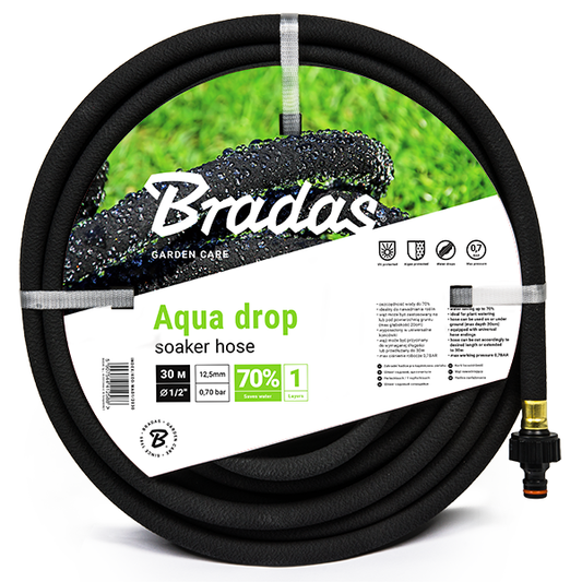 30m Aqua-Drop Garden Soaker Hose with Fittings