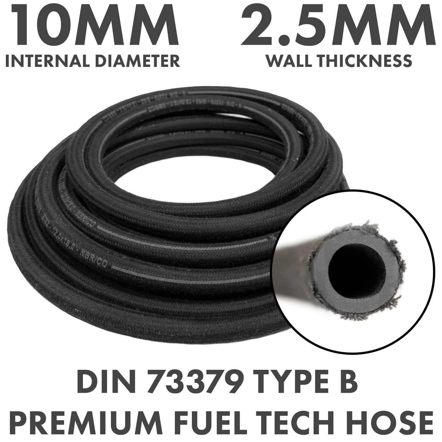 Heat-Resistant Rubber Hose Reinforced with Textile Braid – 10mm/15mm