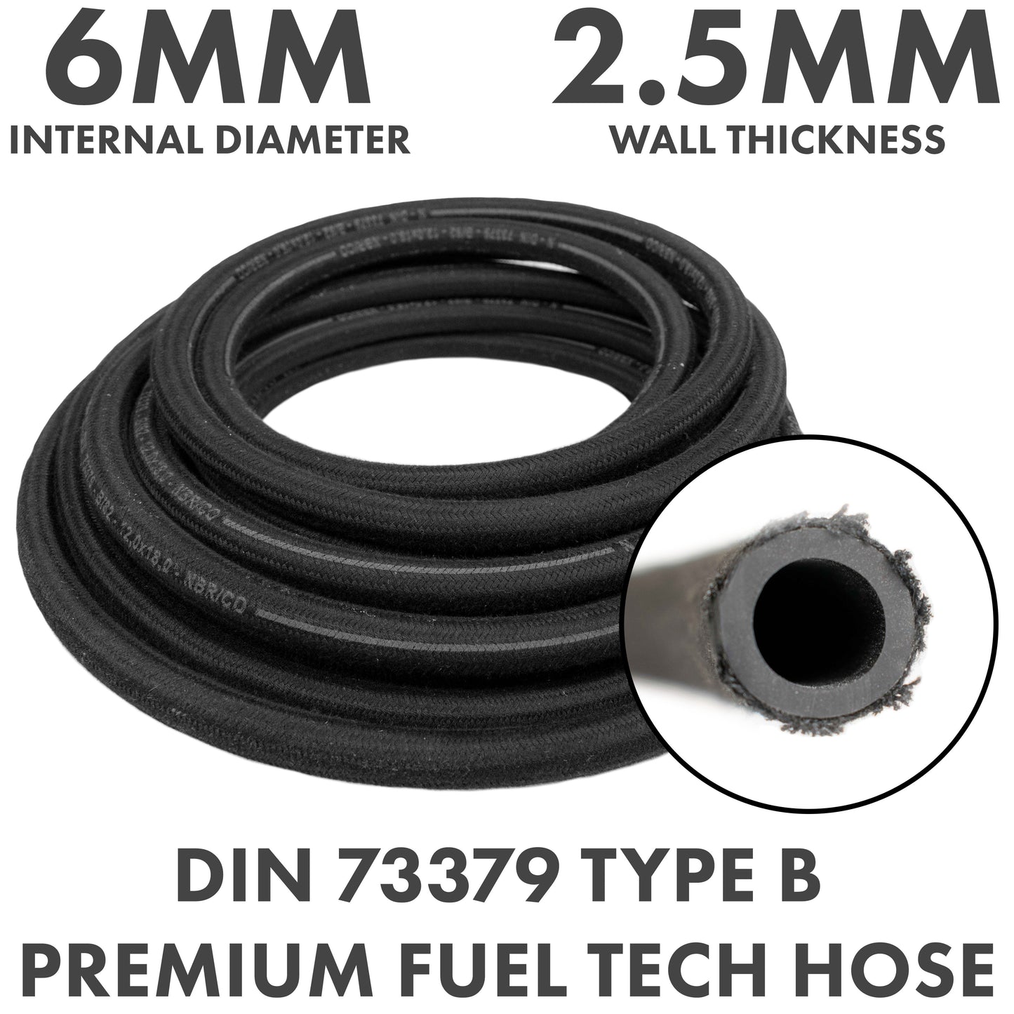 Heat-Resistant Rubber Hose Reinforced with Textile Braid – 6mm/11mm