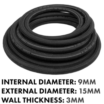 Heat-Resistant Rubber Hose Reinforced with Textile Braid – 9mm/15mm