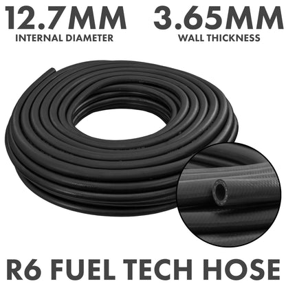 12.7 mm Braided Rubber Fuel & Oil Hose – SAE J30 R6 Compliant